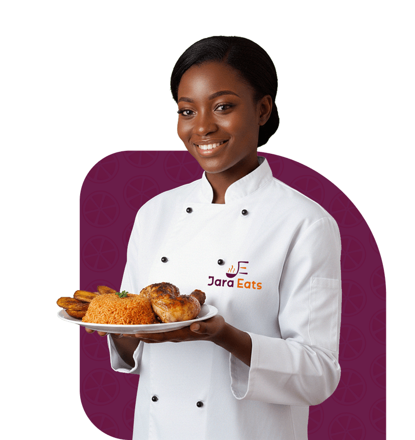 Chef holding Jara Eats food